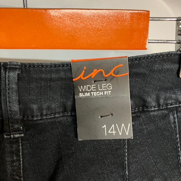 INC International Concepts Wide Leg Slim Tech Fit Womens‎ 14W Black Jeans New - Picture 8 of 15